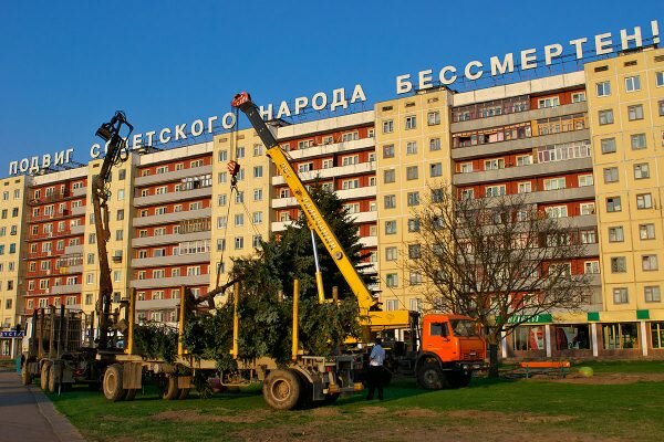 Уничтожение сквера на площади Победы в Витебске, 2009 год. фото Сергея Серебро