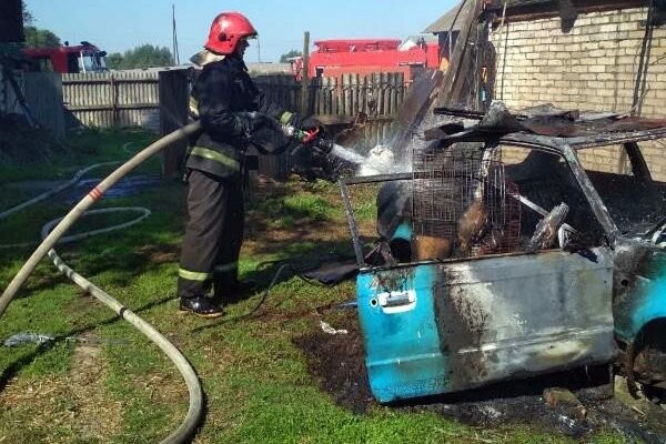 Шестилетний мальчик играл со спичками и сжег соседу машину и гараж в деревне Конопельчицы Толочинского района. Фото МЧС