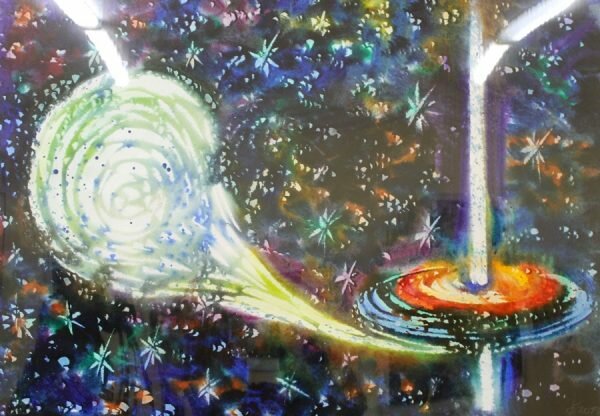 Новые миры и космические дали в акварели Феликса Гумена. Фото Юрия Шепелева