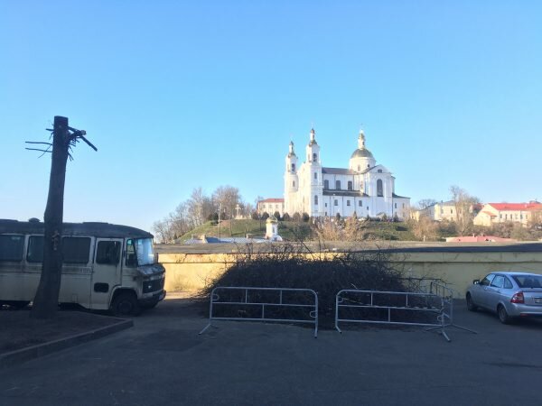 Возле театра в Витебске изуродовали несколько лип. Фото Сергея Серебро
