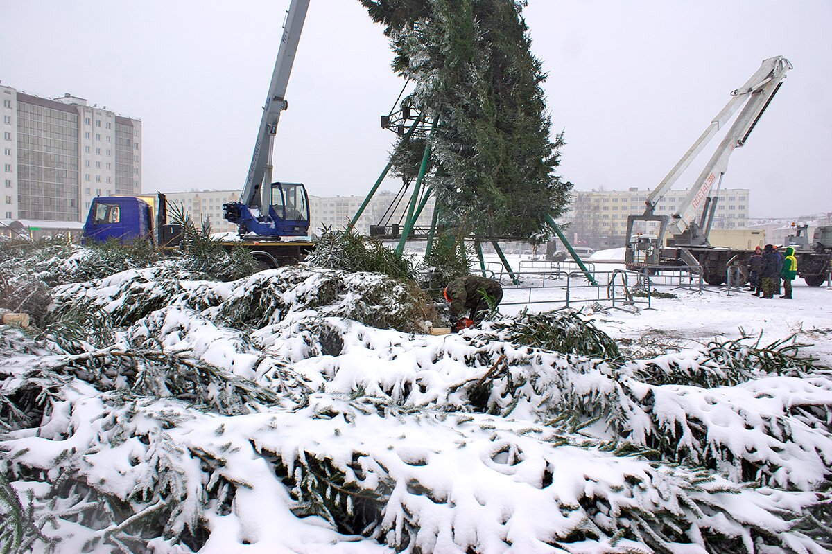 В Витебске выпала почти половина месячной нормы осадков — сильный снегопад обрушился на город в последний день осени. Фото Сергея Серебро